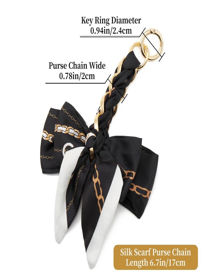 ZOOEASS Bag Extender Chain with Bow Ribbon Purse Chain Extender for Crossbody Bag Charms Women Handbag Decoration Accessories(Black) - Image 2